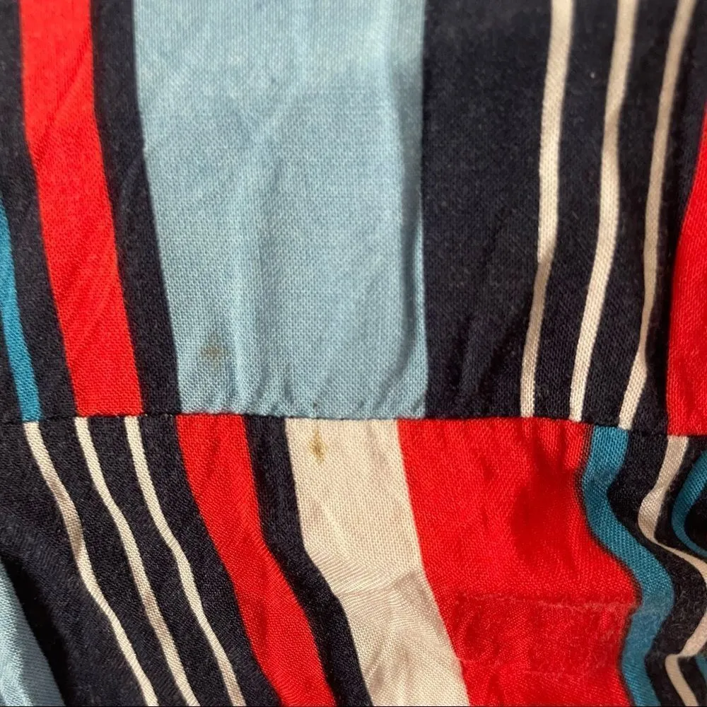 Urban Girl red blue black and white stripe button down short sleeve dress - Image 4