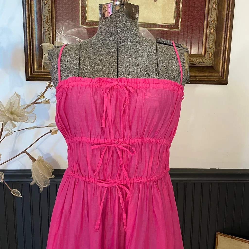 J. Crew Tie Front Voile Organic Cotton Pink Midi Dress - Sz M 🧡🎀 - Image 5