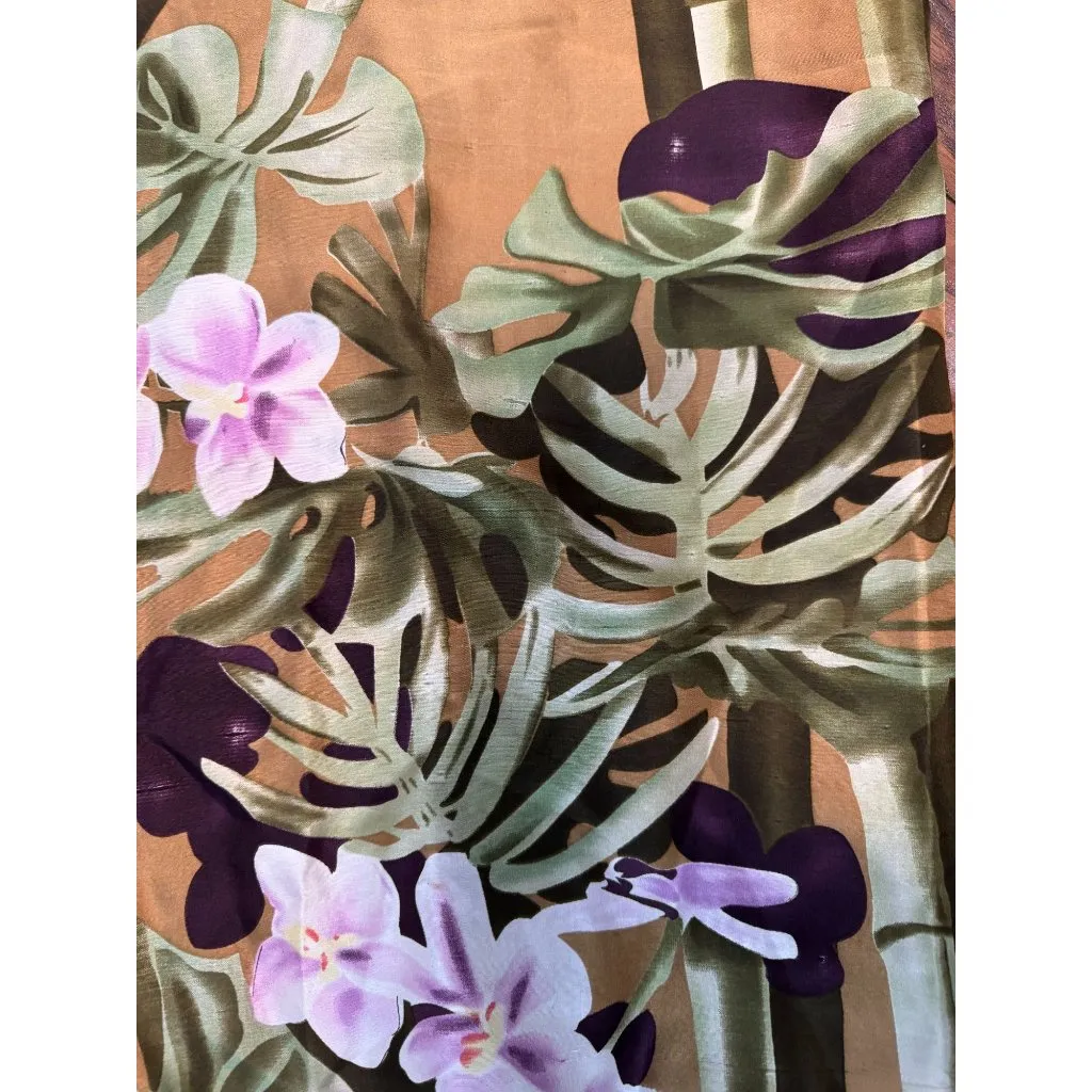 NEW Harvé Benard Womens 100% Silk Tropical Wrap Chic Skirt 18W Brown Pink Green - Image 5