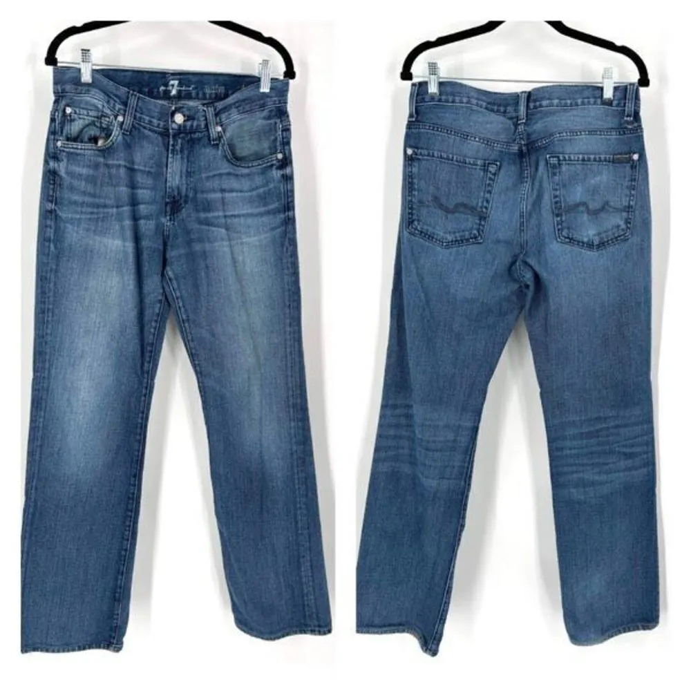 7 For All Mankind‎ Women's Straight Austyn Jeans Blue Denim Medium Wash Size 30 - Image 2
