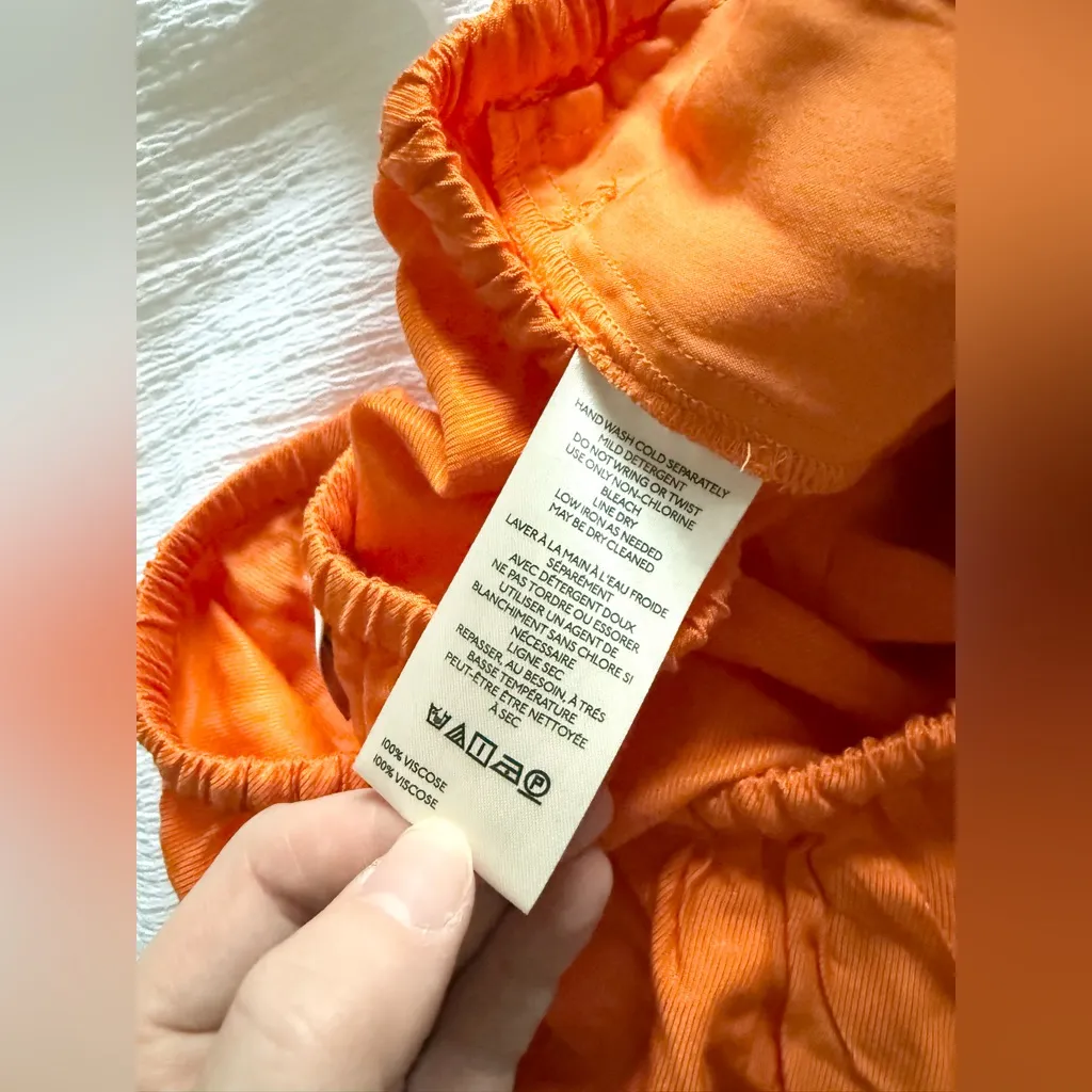 NWT Anthropologie Maeve Orange Silky Drawstring Flowy Chemisette Shorts Small - Image 5