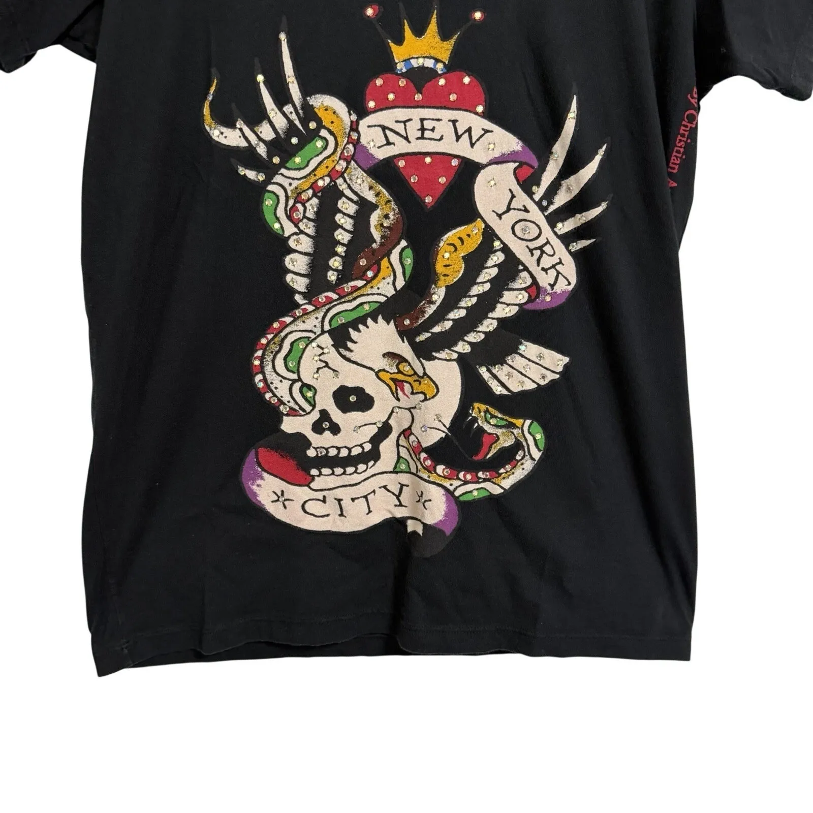 Ed Hardy By Christian Audigier Skull Snake Crown New York City Graphic T Shirt M - Image 6