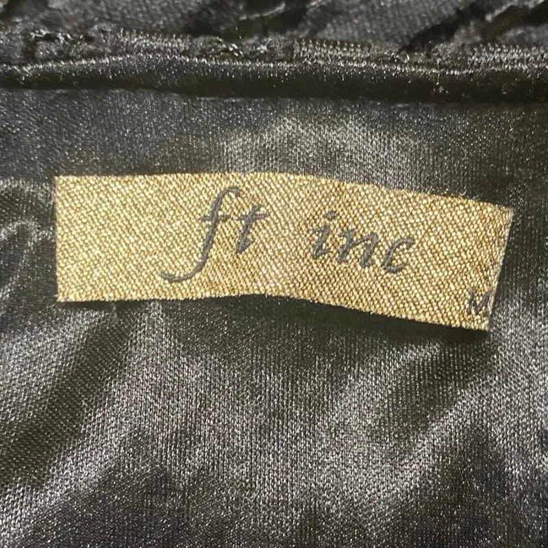 Ft Inc Black Ribbed Knit Fringe Trim Boho Maxi Straight Pencil A - Image 4