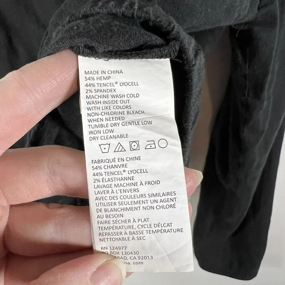 Prana Black Button Up Light Weight Hemp Jacket Women’s Size Large‎ Collared - Image 7