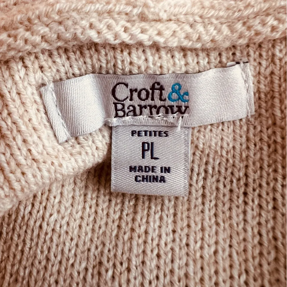 Croft & Barrow Size Large Petite Cream Color Long Sleeve Boat Neck Sweat… - Image 8