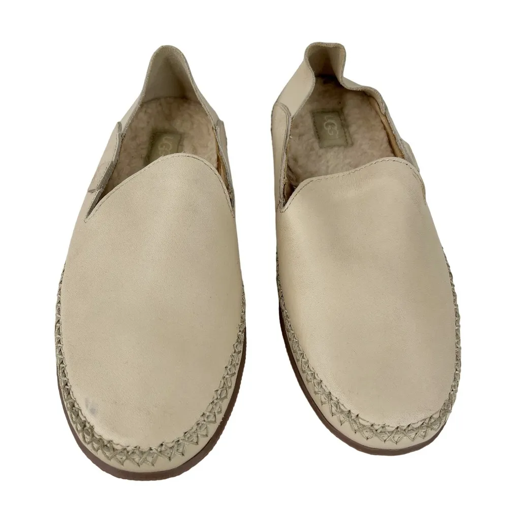 UGG Cream Elodie Leather Loafer Slipper 6 1020235 - Image 7