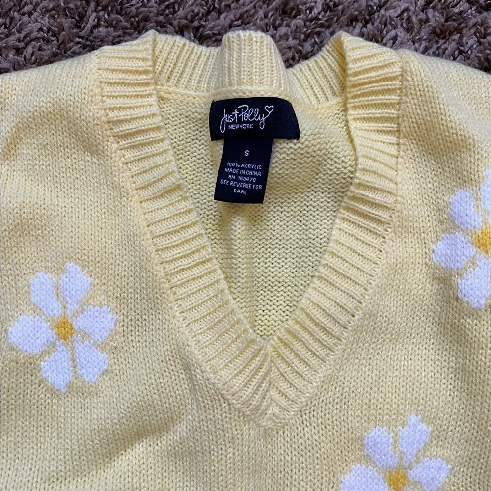 Just Polly Floral Yellow Vest Sz S - Image 2