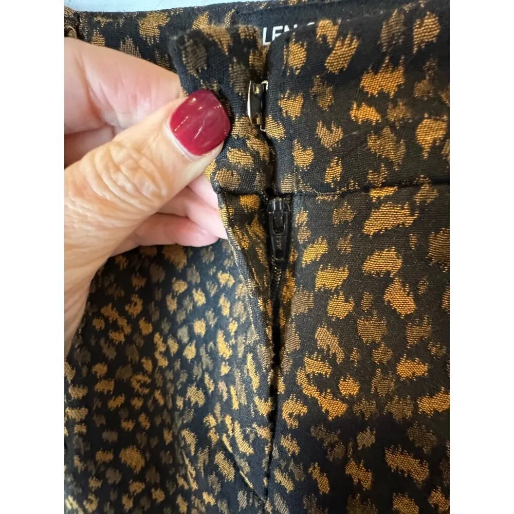 Allen Schwartz‎ Pants Women 0 Black Brown Animal Print Split Hem Flare Trousers - Image 7