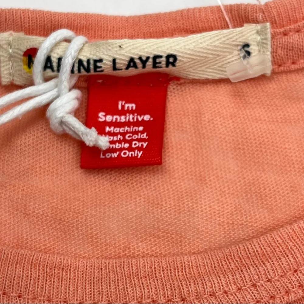 Marine Layer Hemp Cotton Blend Top Short Sleeve Shirt Women Size Small Peach NEW - Image 4