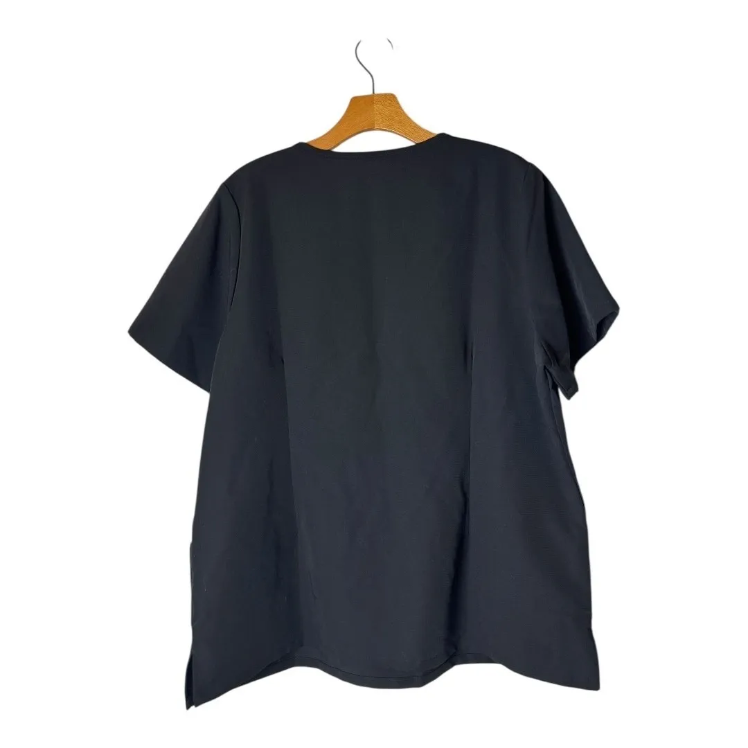 Mandala Scrub Top Women XL Black Equa Tek Technology Short Sleeve Medical Doctor - Image 3