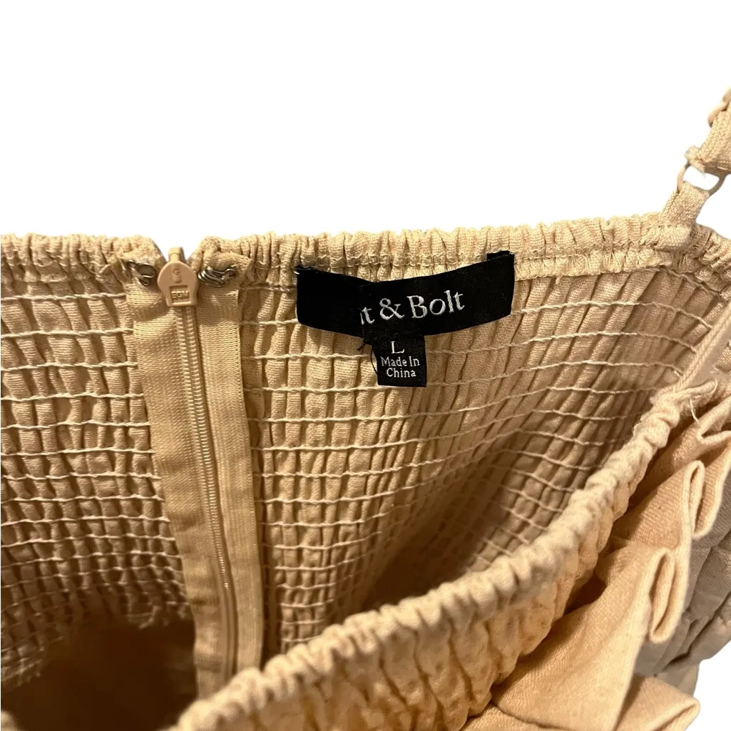 Strut & Bolt  Romper Shorts Jumpsuit Beige Women’s Size Large Vacation Resort - Image 4