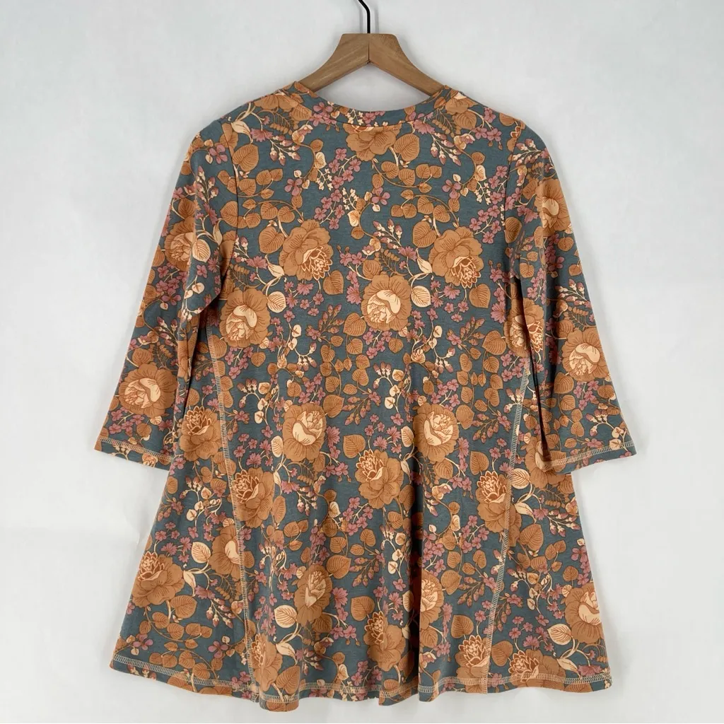 Bobeau Soft‎ Floral 3/4 Sleeve V-Neck Relaxed Fit Swing Tunic Top NWT Size S - Image 8