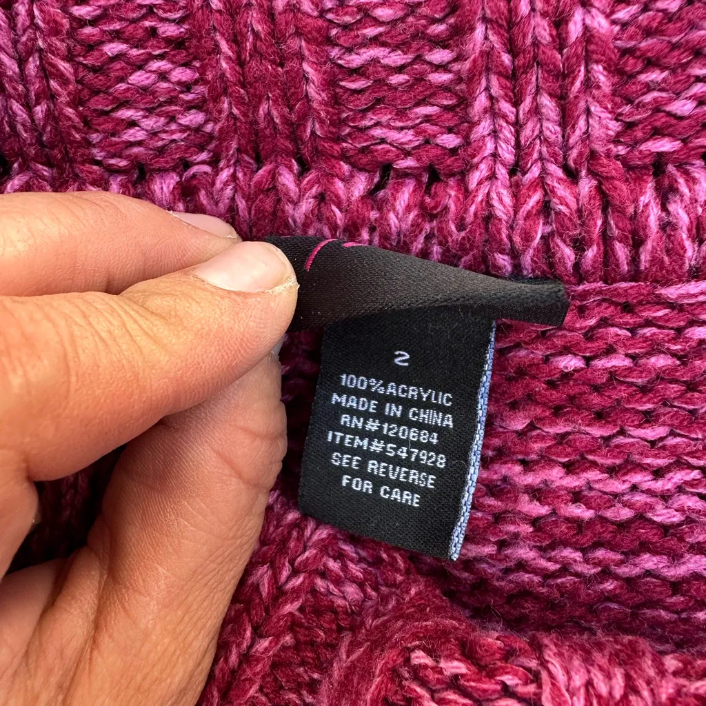 Women's Off-Shoulder Cable Knit Sweater - Maroon - Image 4