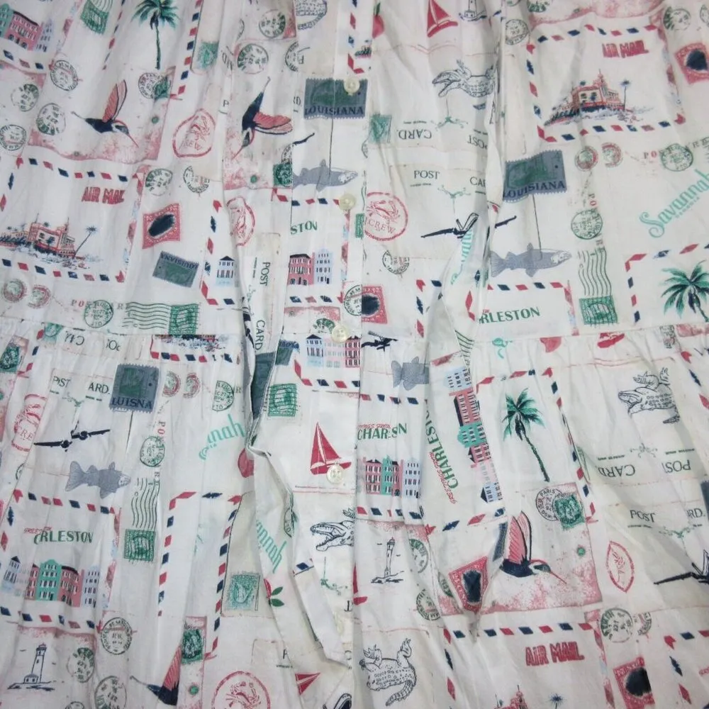 NWT J.Crew Factory Collared Midi in White Postcard Stamps Southern Shirtdress 12 - Image 5