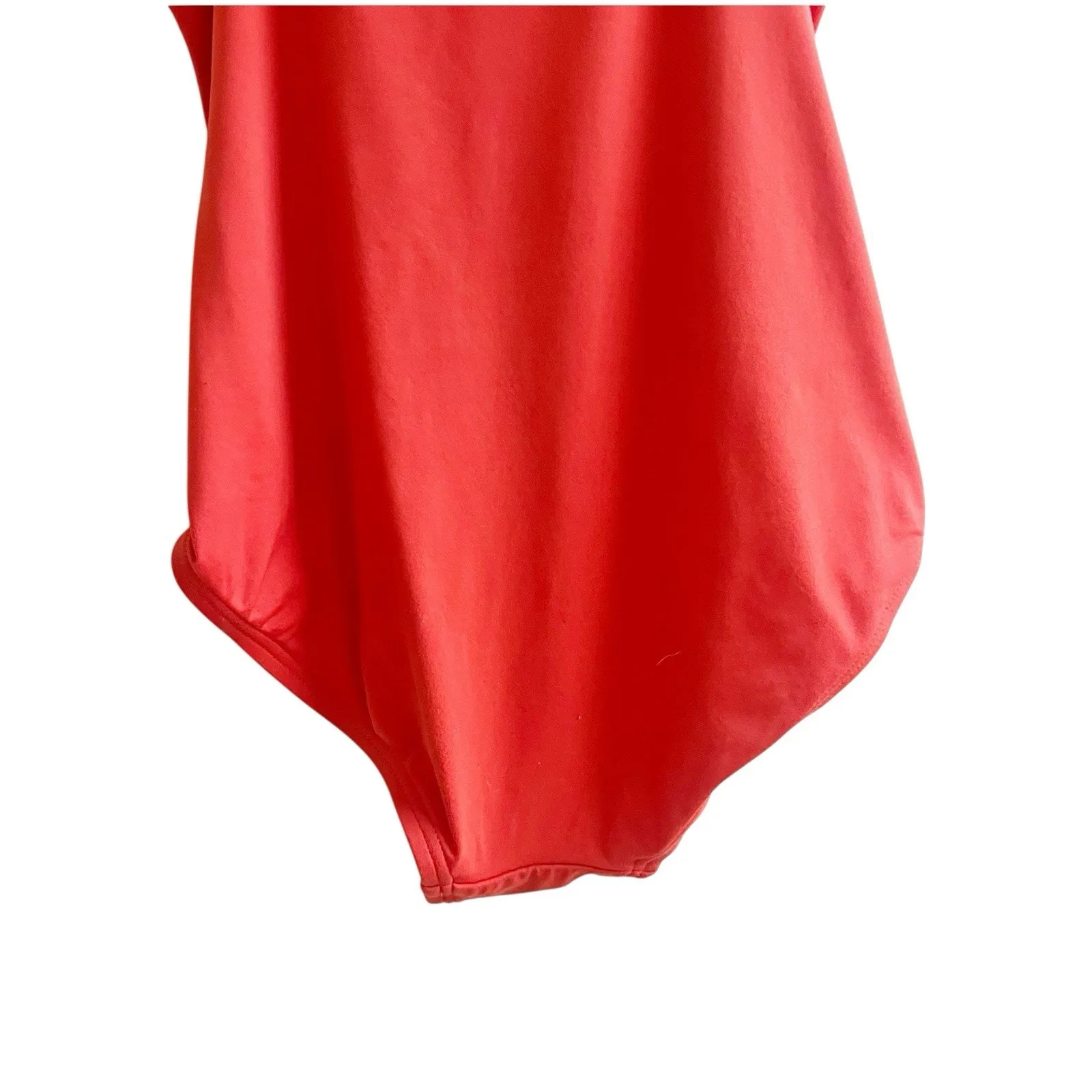 Michael Kors One Peice Faux Wrap Swimsuit Gold Tone Ring Accent Size 10 Orange - Image 4