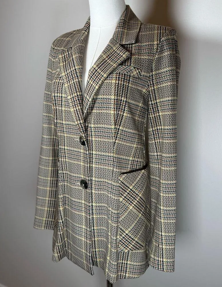 CAbi Pastime Blazer Jacket Multicolor Plaid Stretchy Rayon Blend Women's Size 0 - Image 2