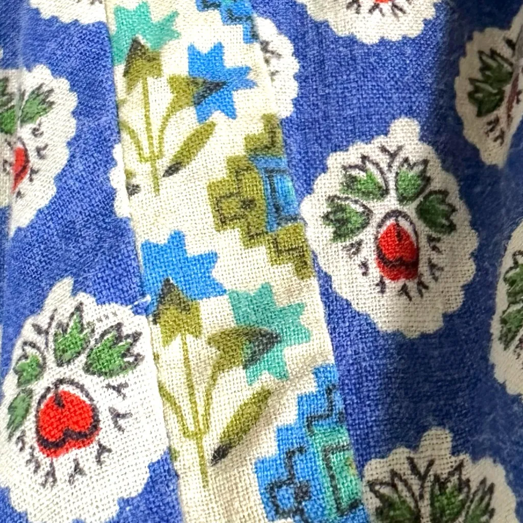 Vintage 70s Toby Tanner Dagger Collar Block Print Button Down Shirt Size 10 Blue - Image 8