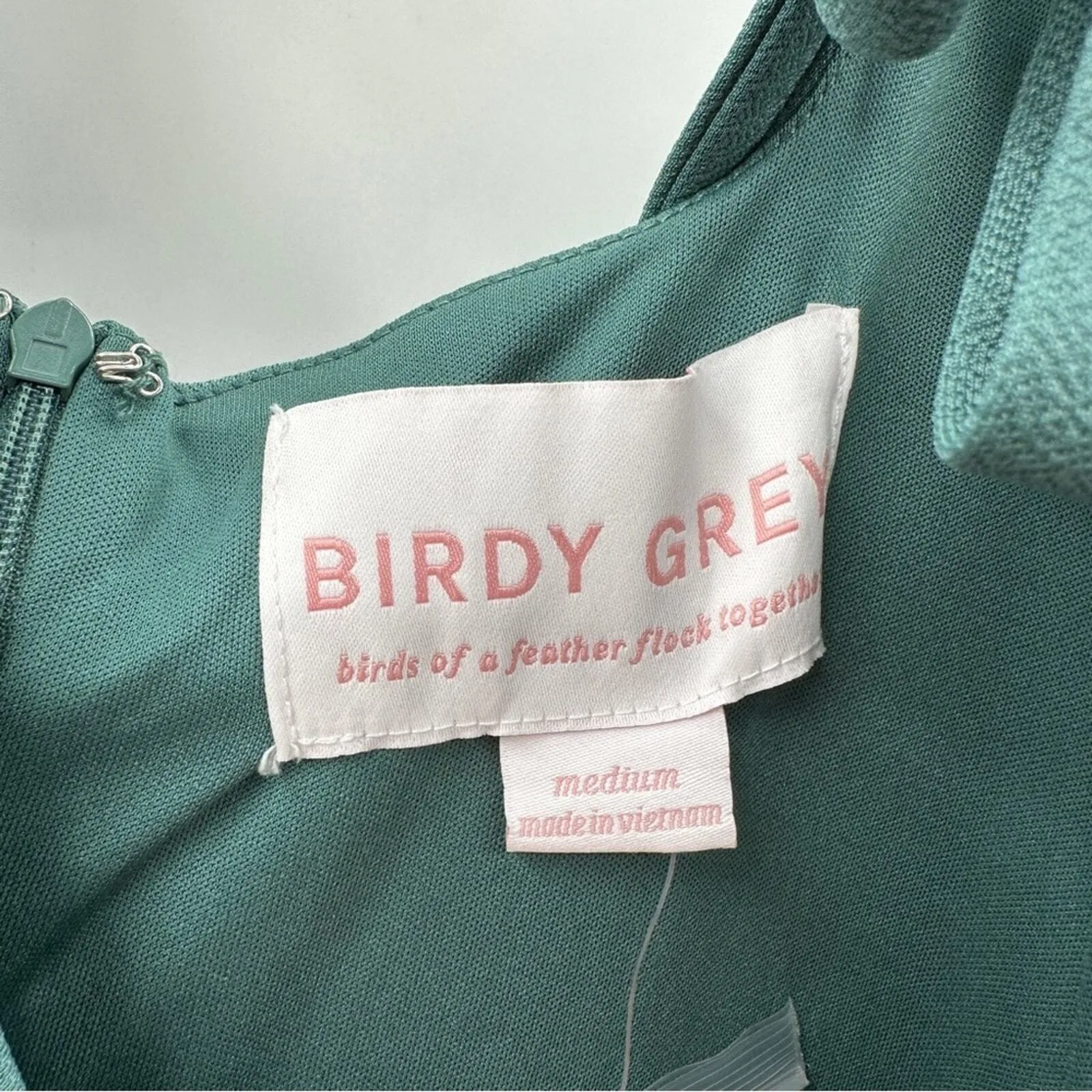 Birdy‎ Grey NWT Alex Bridesmaid Dress Size M Sea Glass Sleeveless Crepe Formal - Image 9