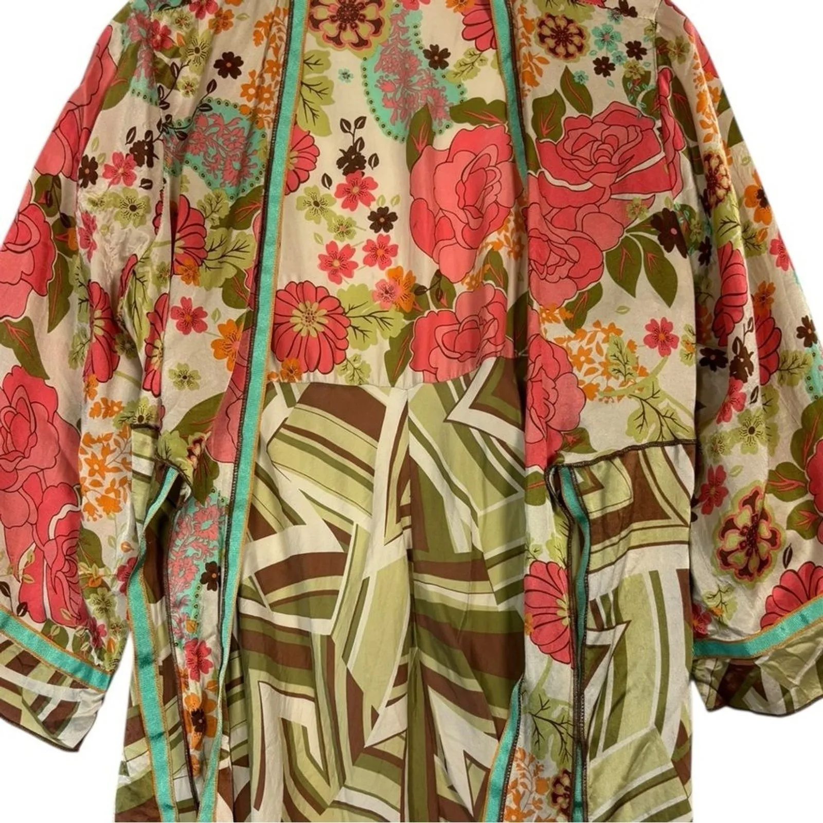 Cabi 100% Silk Kimono Wrap Top with Tie Multimedia Y2k Sz Large - Image 8