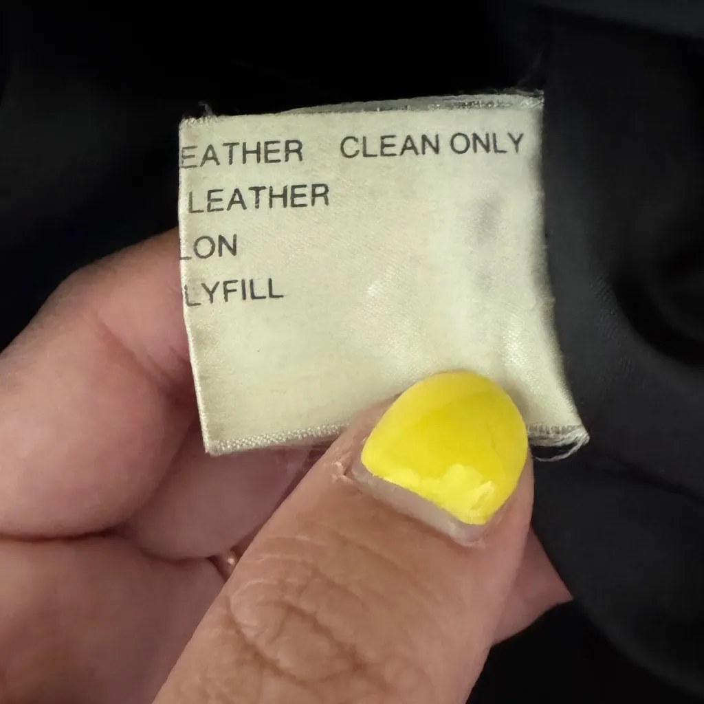 Marco Morani black leather trench coat size petite large LP - Image 3