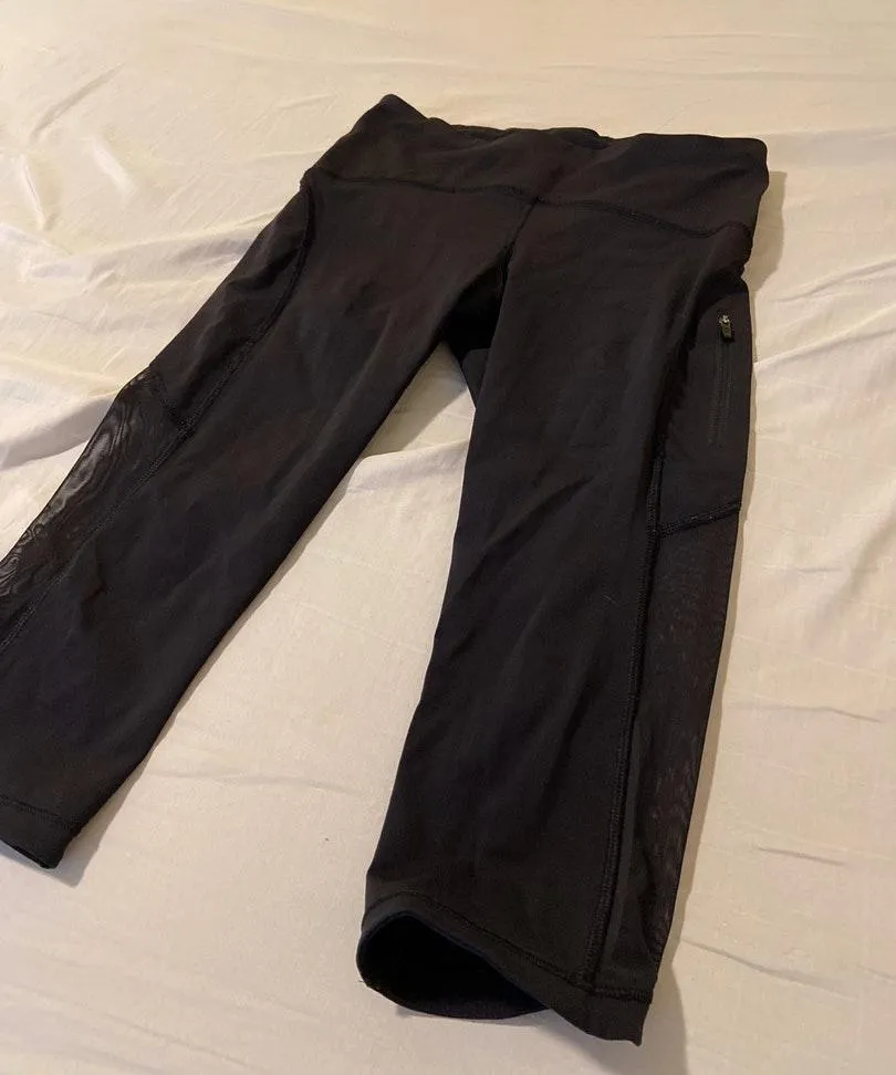 Lululemon Black Cropped Mesh Leggings - Image 3