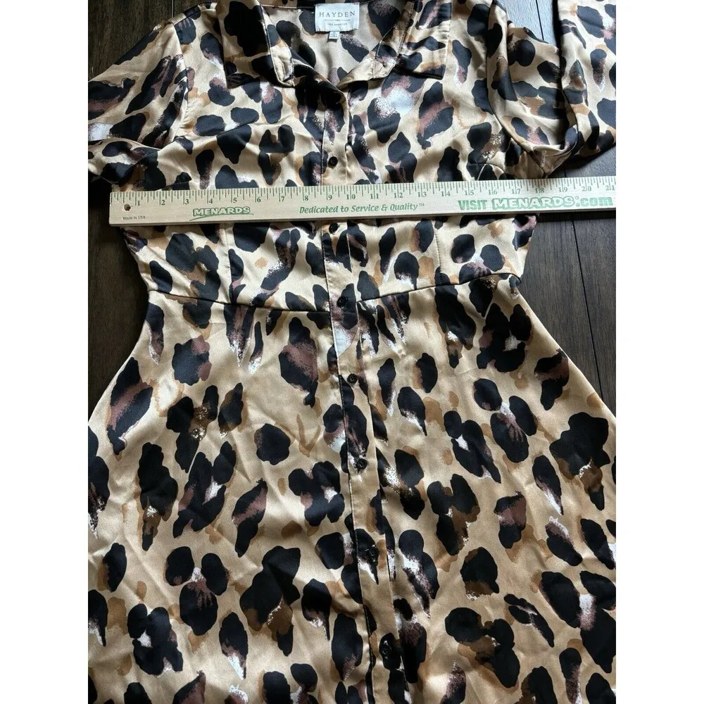 Hayden Los Angeles Silky Animal Print Long Sleeve Shirt Dress Size Medium - Image 5