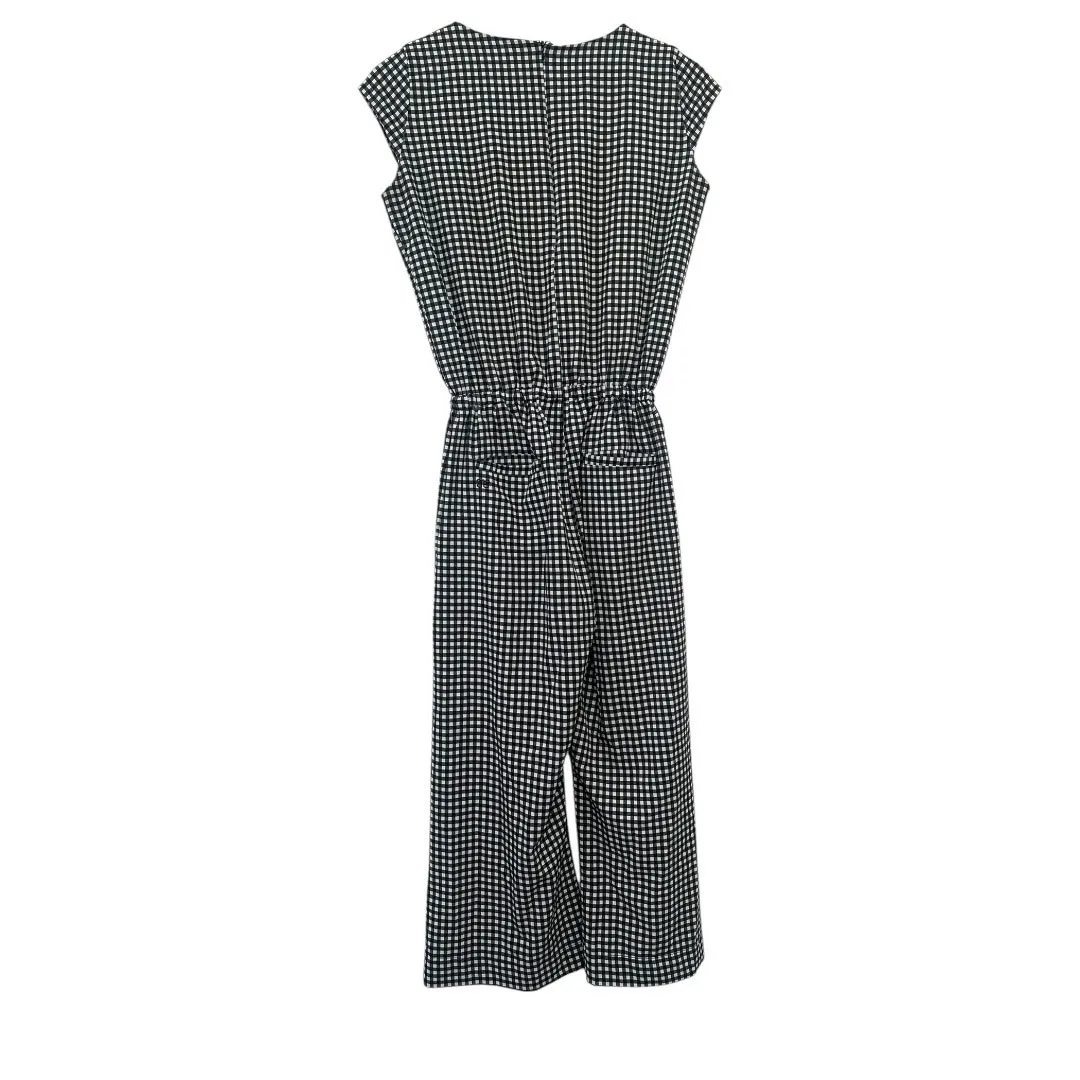 Albion Fit Black White Gingham Crop Jumpsuit Sleeveless Tie Waist Size XS - Image 4
