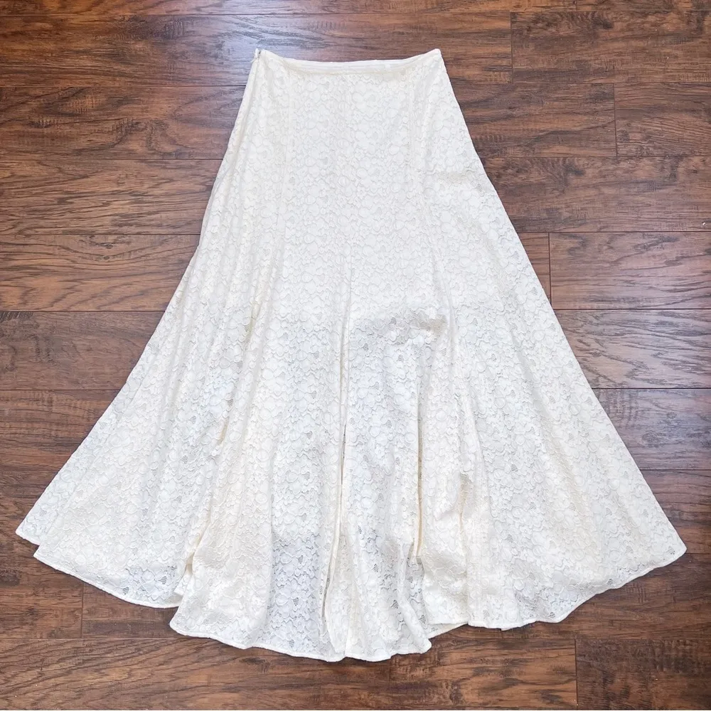 Rebecca Taylor • Lace Maxi Skirt cream New Ivory flowy slit crochet beach summer - Image 14