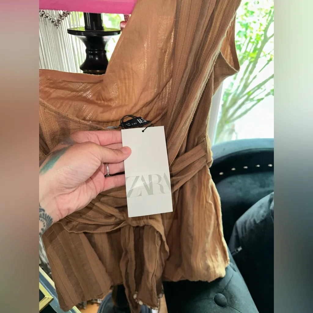 ZARA NWT  Asymmetric One Shoulder Wrap Halter Beaded Boho Top - Image 12