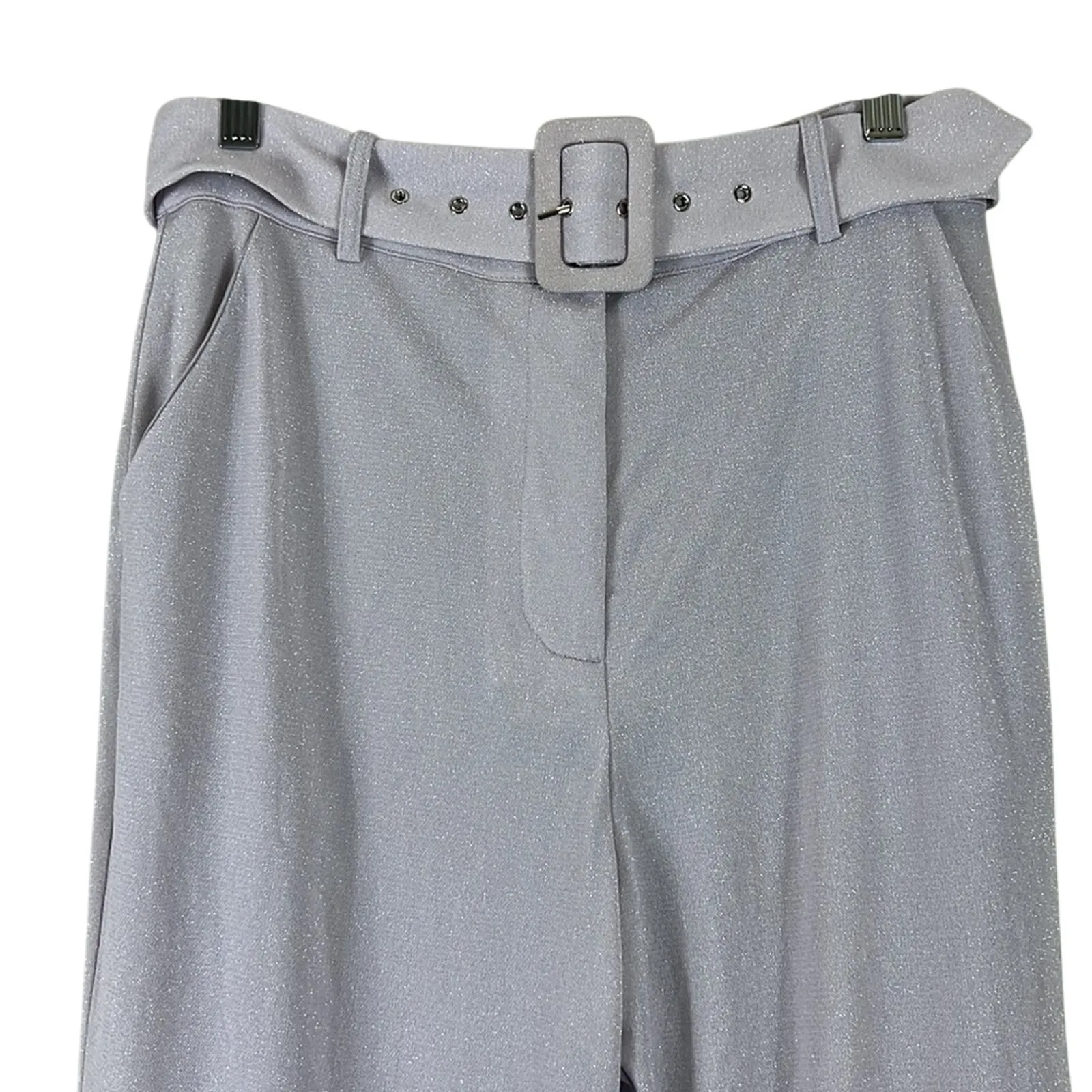 Song of Style Sparkly Belted Pants Womens M Purple Glitter Y2K Retro Going Out Size M - Image 3