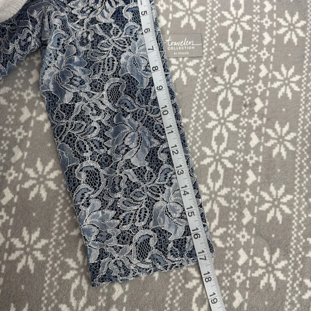 NWT Chico's Travelers Ellie Lace Open Front Jacket In Blue Size Medium Chico's 1 - Image 11