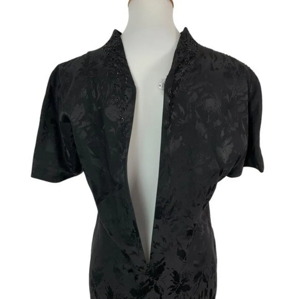 D’ore Black Silk Beaded Dress 4 Vintage 90s Glam Party Formal Wear - Image 5