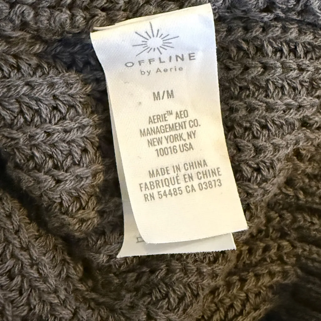 Aerie OFFLINE Oversized Hooded Ribbed Knit Sweater Smoked Gray Women’s Medium - Image 9
