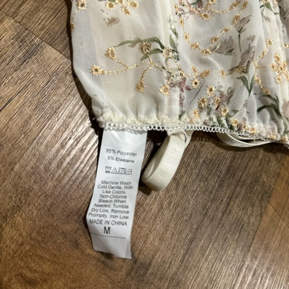 Y2K Mesh Floral Bustier Corset Crop Top Sz Medium White - Image 9