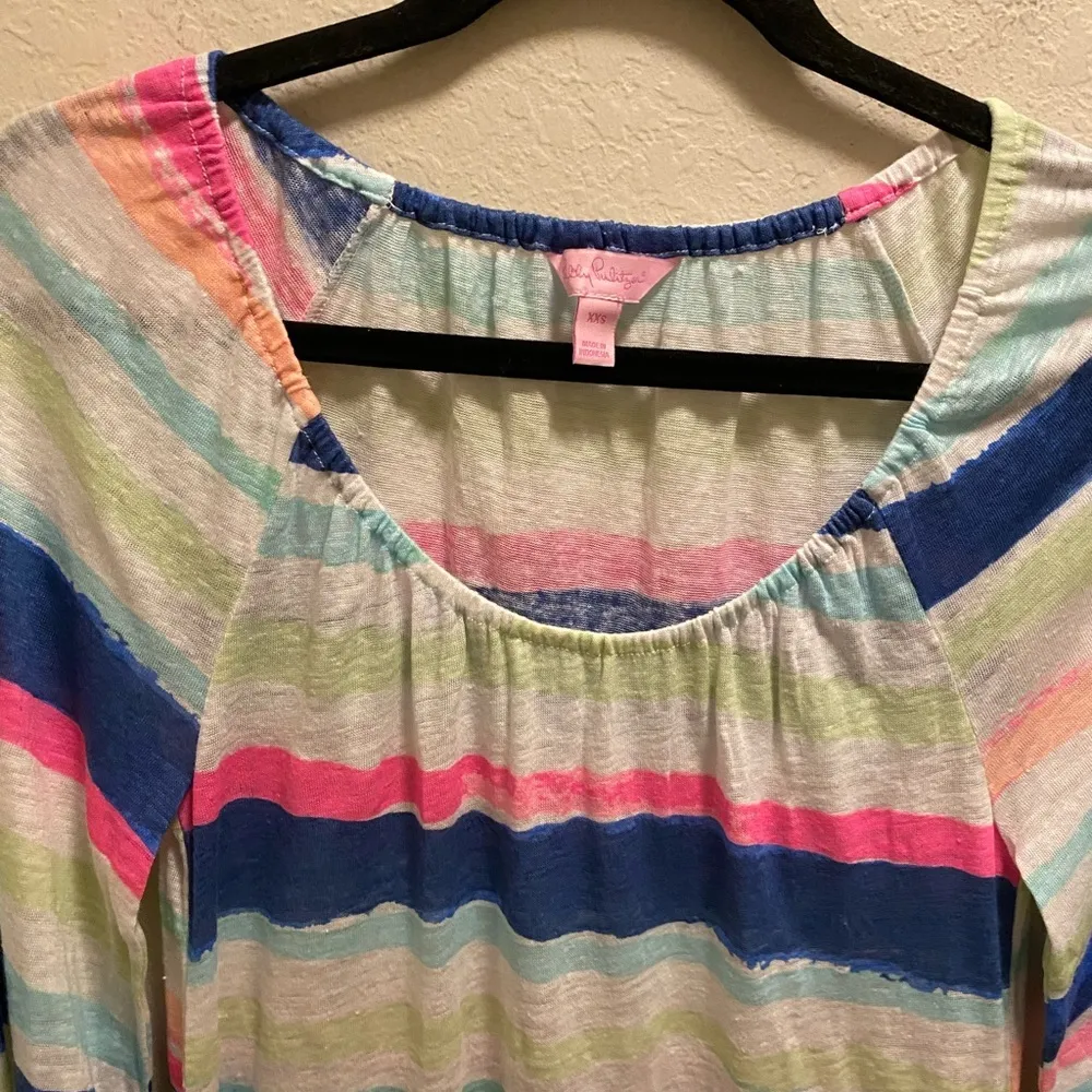 Lilly Pulitzer 100% Linen Getaway Swim Cover-Up Cats Meow Stripe Size XXS - Image 3