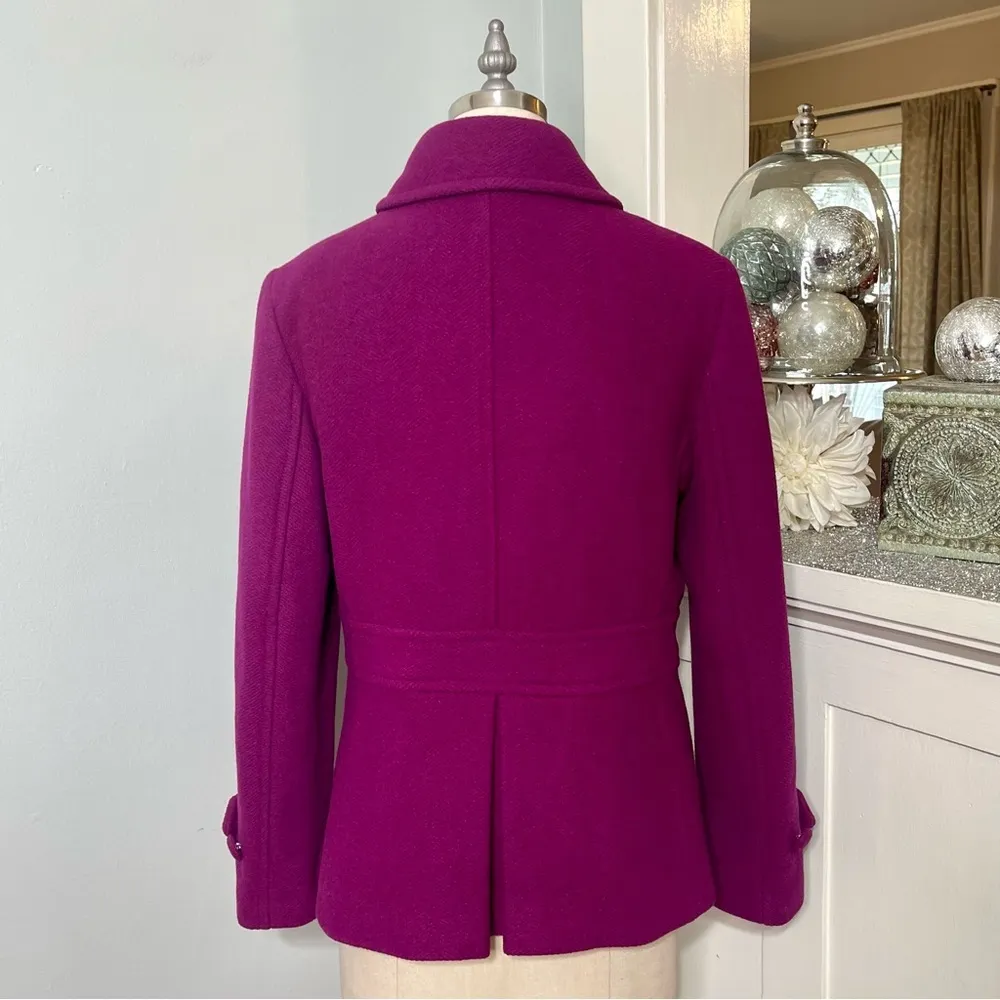 Talbots Double Breasted Wool Pea Coat Magenta Purple Dress Coat Peacoat Size 10 - Image 9