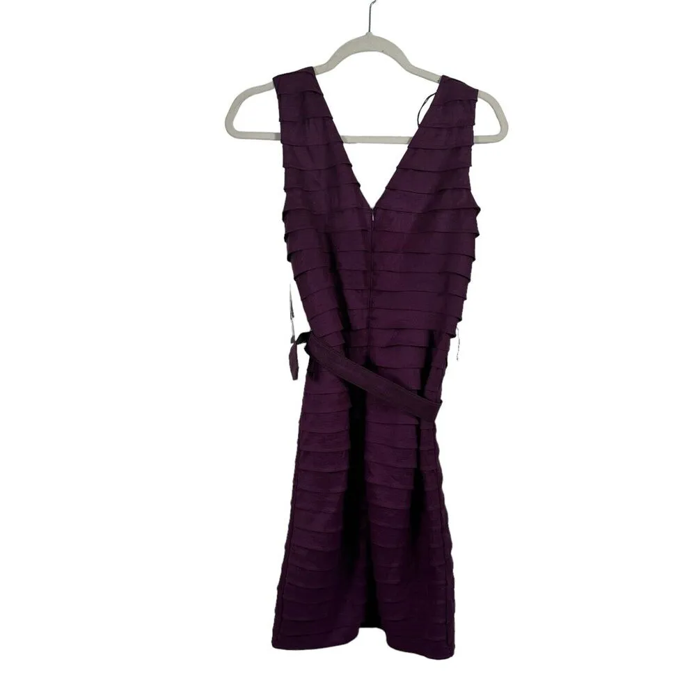 Adrianna Papell Purple V-Neck Belted Dress Sleeveless Cocktail NWT Women Size 10 - Image 8