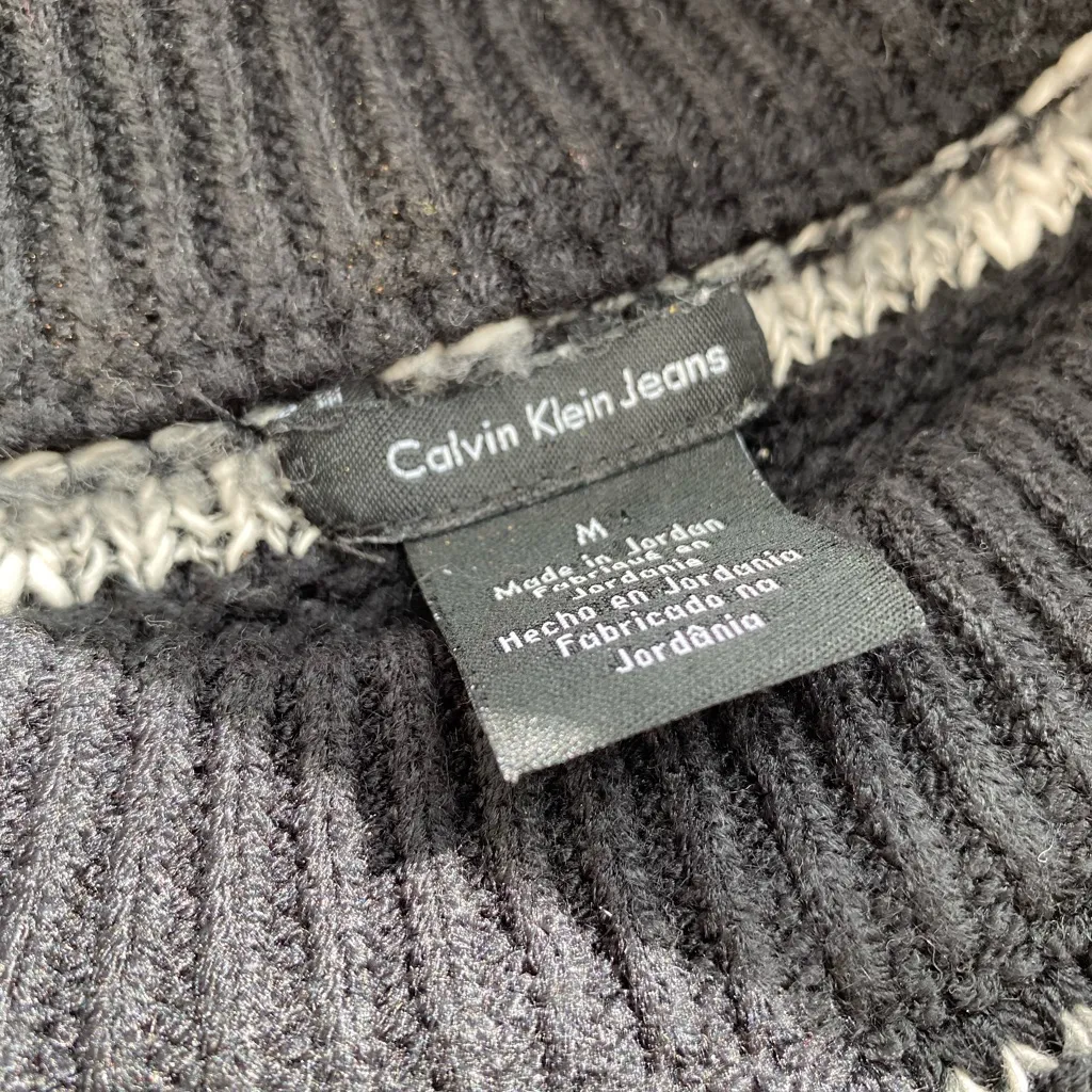 Calvin Klein Jeans Striped High Low Sweater Black White Women’s M - Image 4