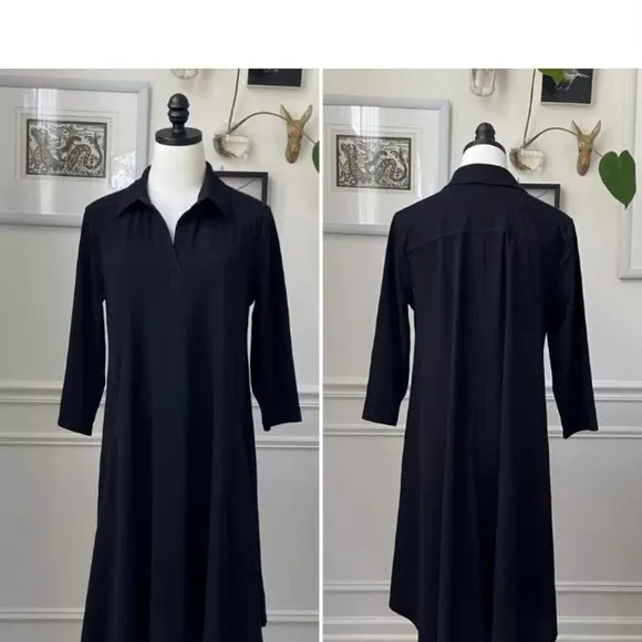 Women With Control QVC Blue Denim 3/4 Sleeve Polo Dress Size Medium - Image 2