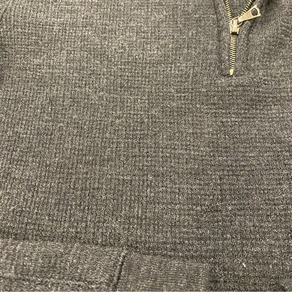 🌟RLX🌟 RALPH LAUREN 1/4 ZIP WAFFLE KNIT WOOL SWEATER CHARCOAL GREY SZ M Black Size M - Image 5
