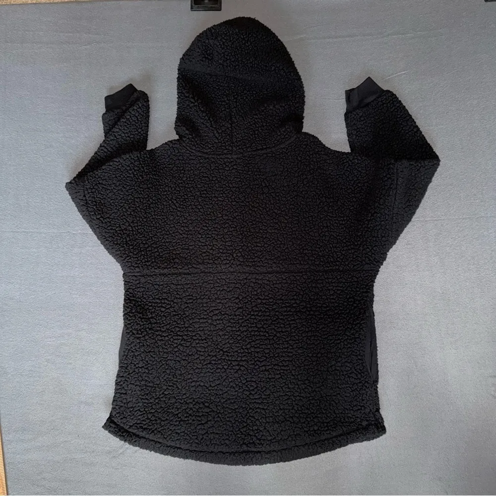 PINK Victoria's Secret‎ Black Cozy Sherpa Hoodie pockets Small Oversized - Image 10