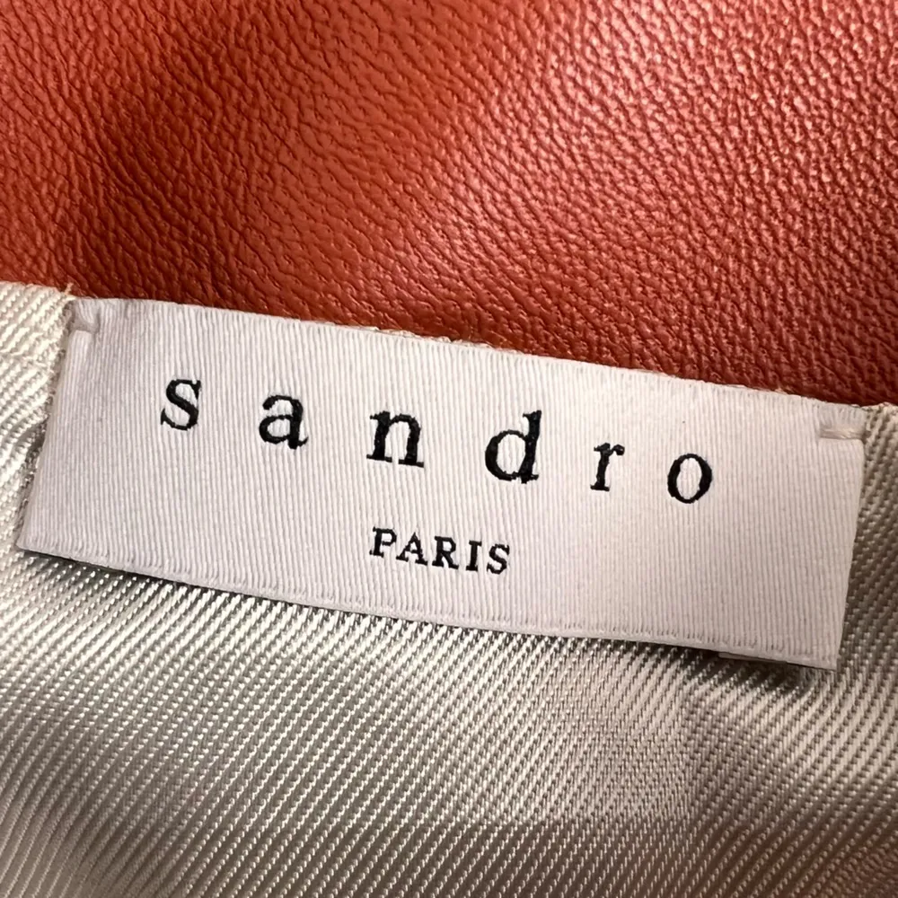 Sandro Aubin Seamed Leather Mini Skirt In Caramel - Image 5