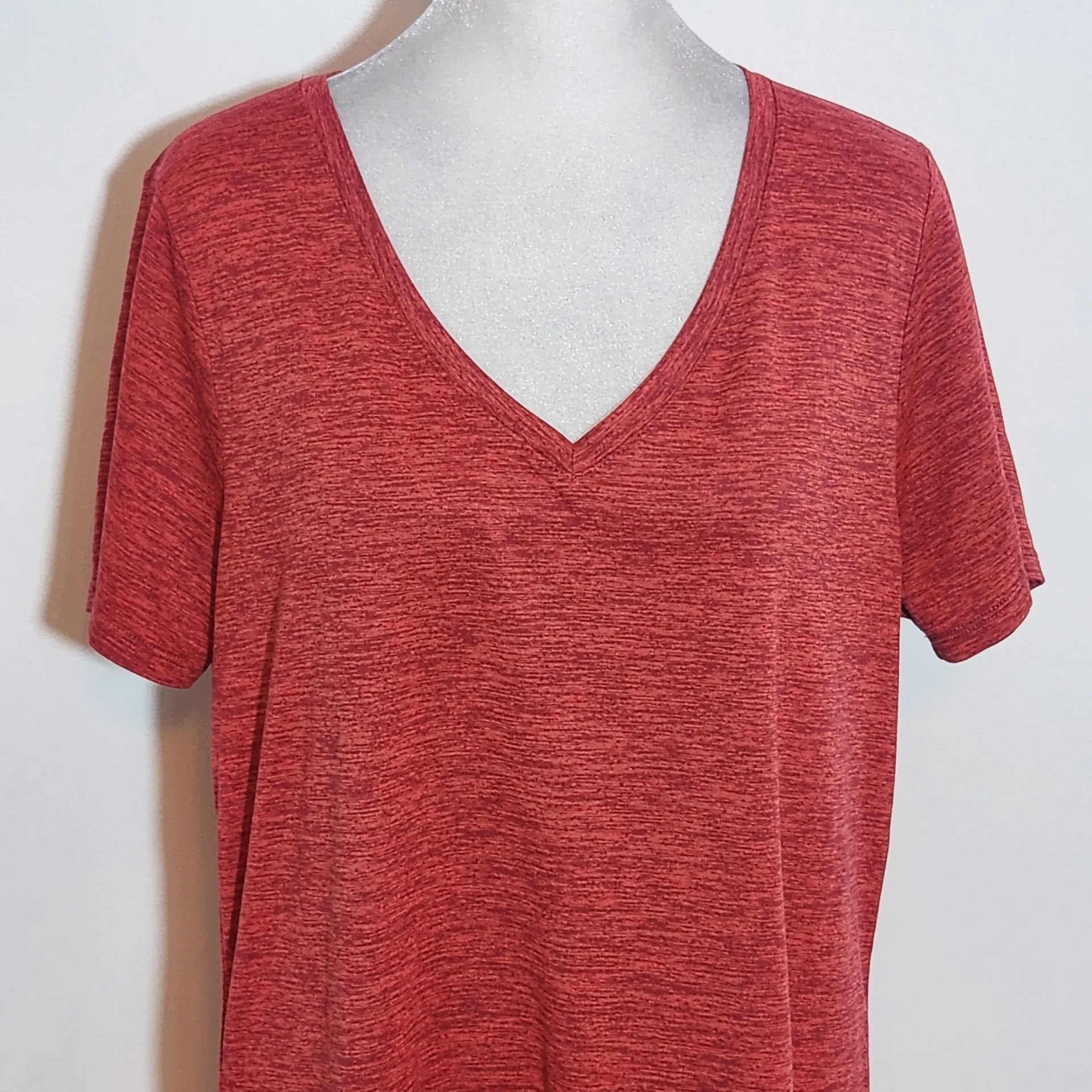 Nike Heather Red Short Sleeve V-Neck T-Shirt Size XL Nike Red Tee - Image 3