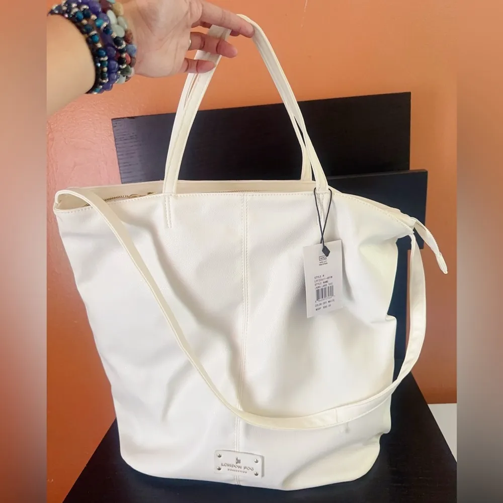 NWT$88 London Fog Collection Laura Large Tote Bag Carryall Off White Butter Soft - Image 3