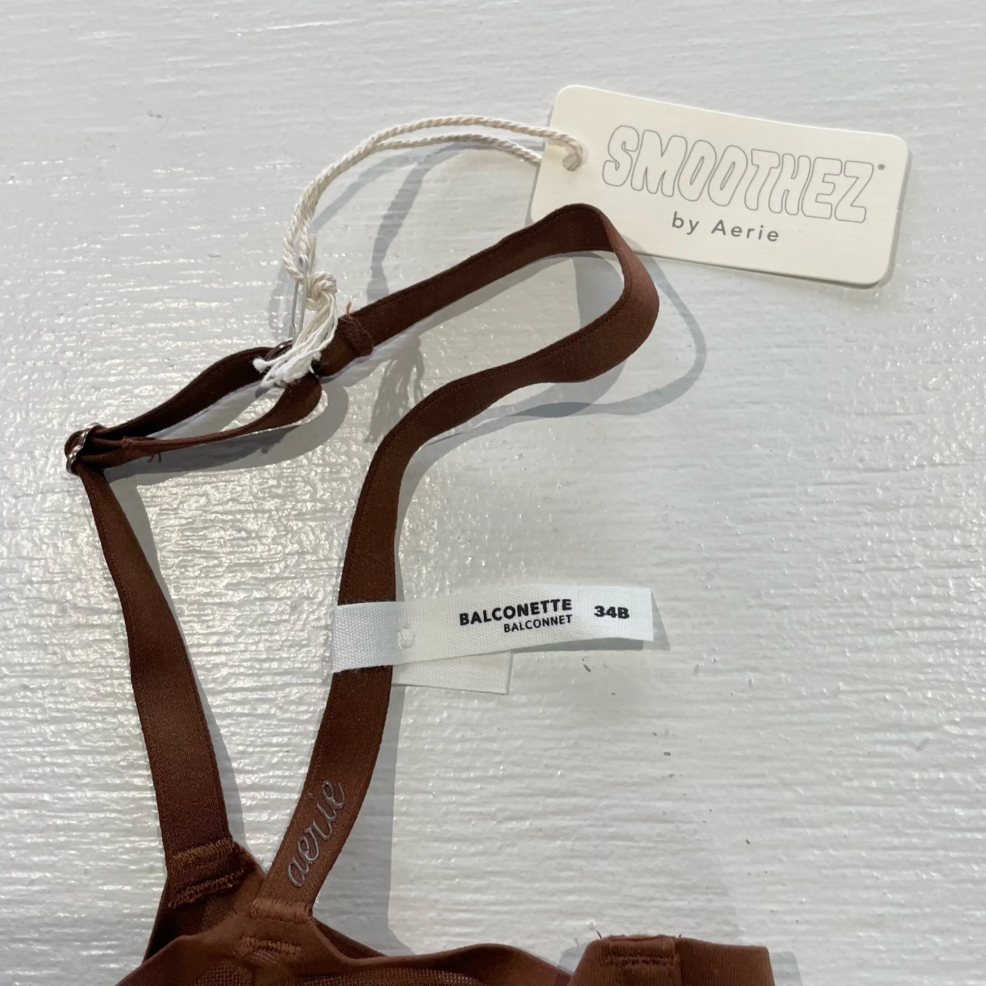 New Aerie SMOOTHEZ Mesh Unlined Underwire Balconette Bra Brown Size 34B - Image 5