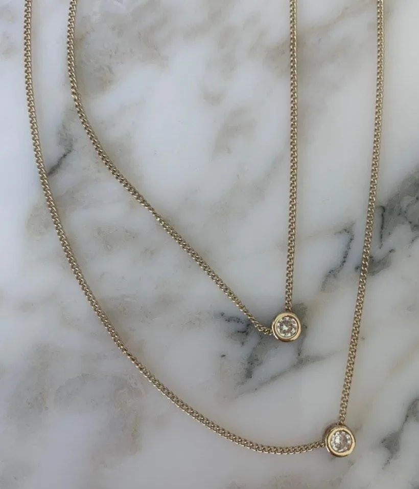 Gold Rhinestone Double Layered Necklace - Image 2