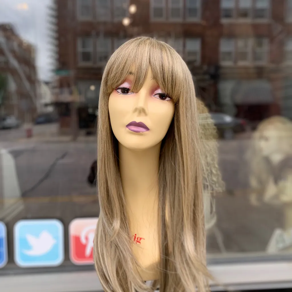 Ash blonde bangs long 2020 Wig - Image 7