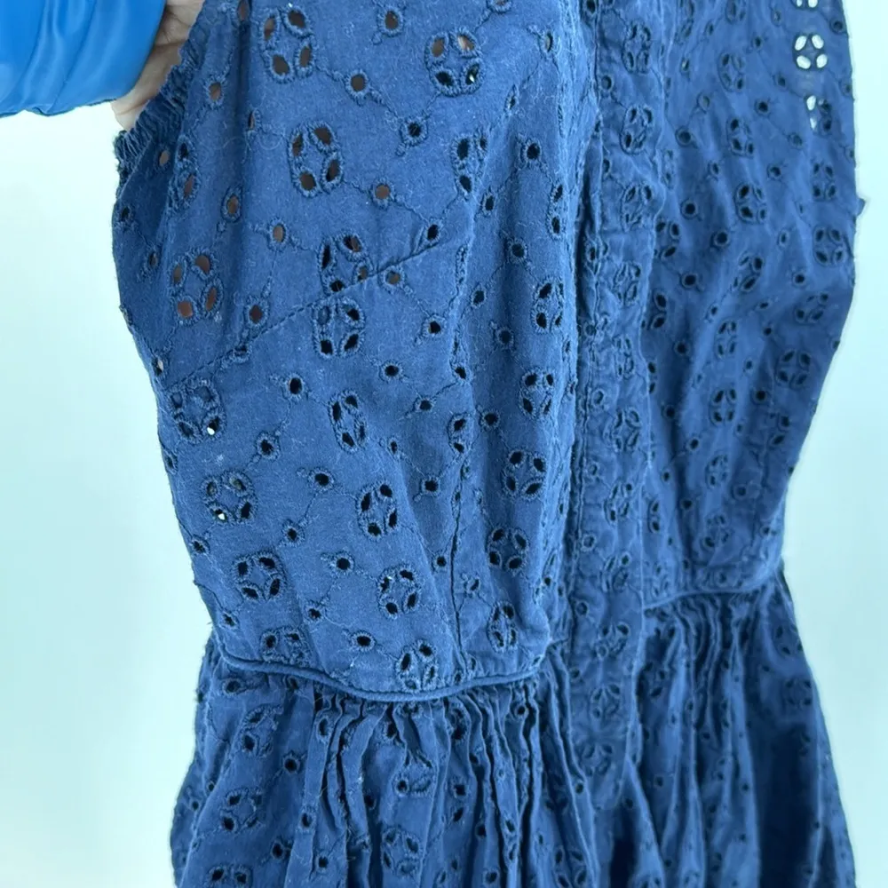 J.Crew Eyelet shirtdress nautical preppy coastal summer Hamptons classic chic Blue Size 4P - Image 6