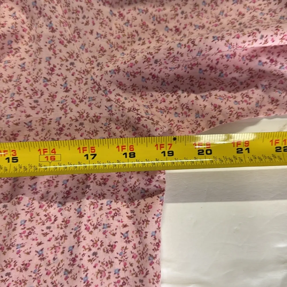 Aaron Ashley floral lace trim high neck Pink Blue Button up Shirt 10 cottage - Image 11