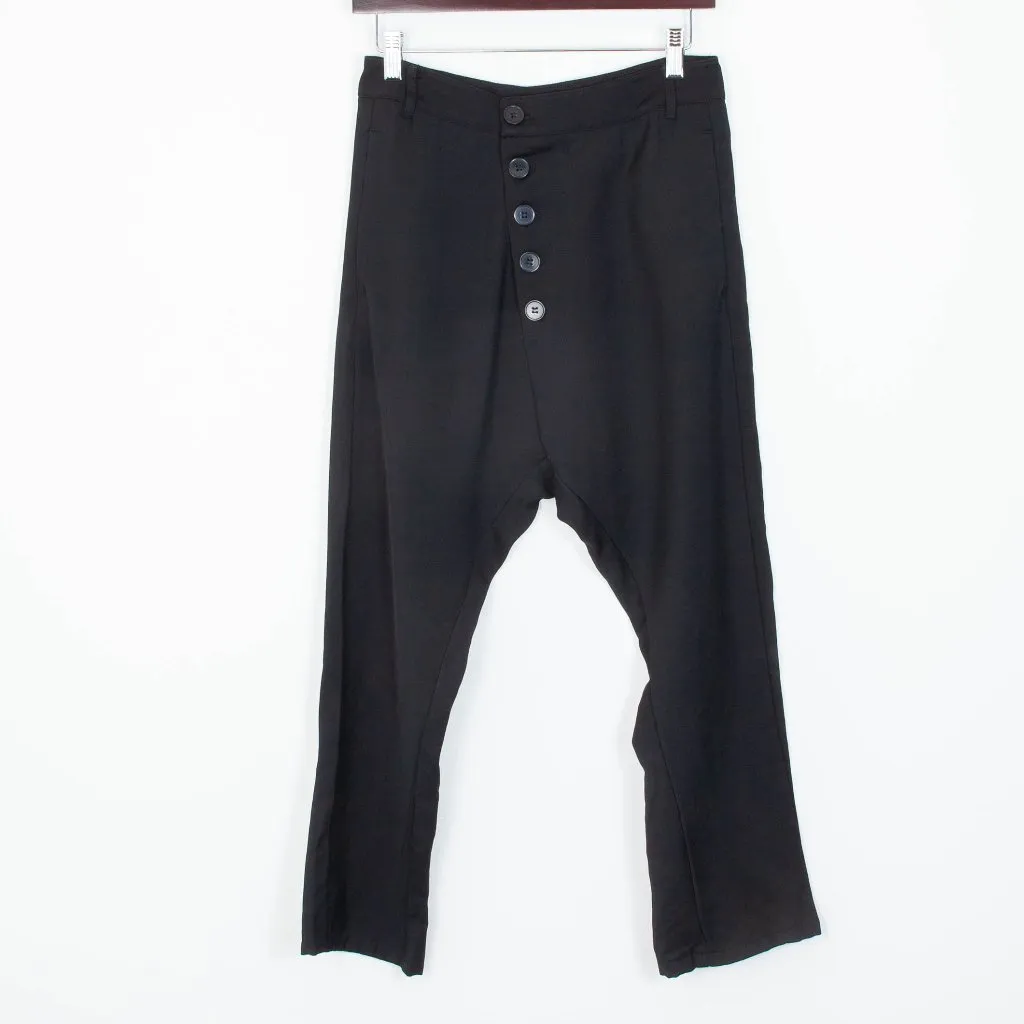 Zara Black‎ Asymmetrical Buttoned Low Waist Pants Womens Size XS - Image 3